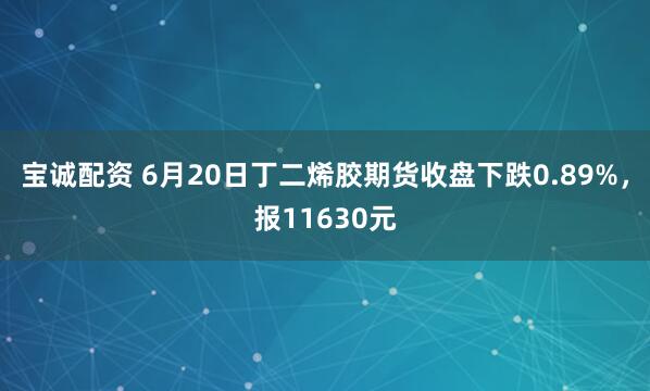 宝诚配资 6月20日丁二烯胶期货收盘下跌0.89%，报11630元